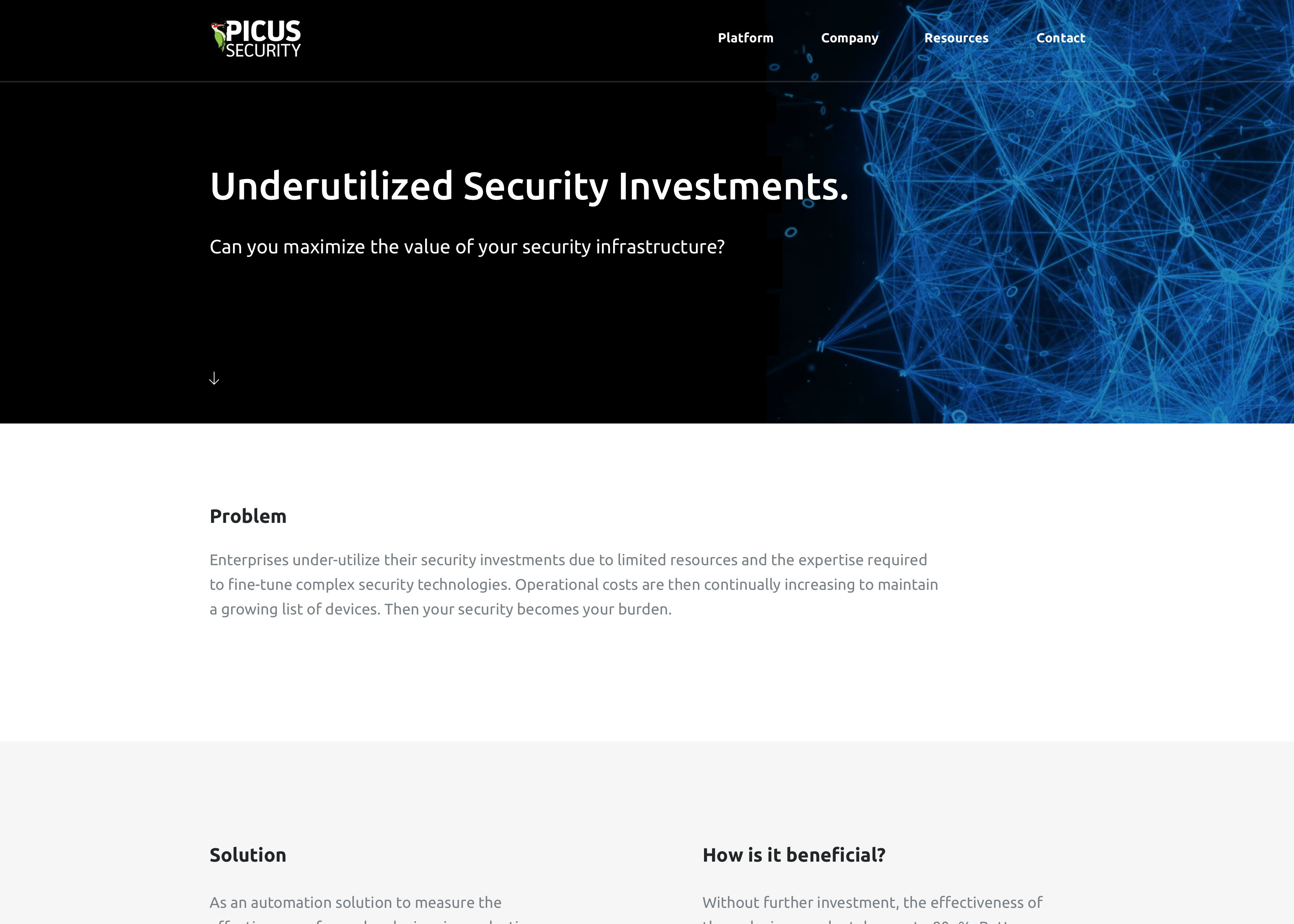 Picus Security underutilized security investments page