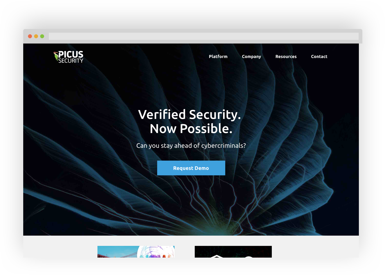 Picus Security website mainpage mockup