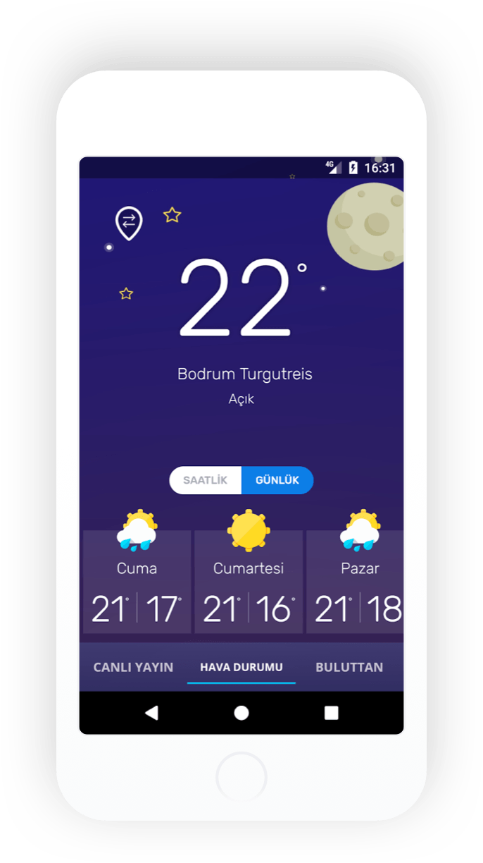 Buluttan Android daily weather mockup